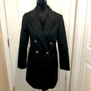 Topshop black double breasted over coat pea coat size 2